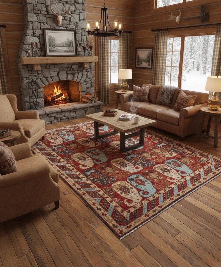 8x10 Hand Knotted Navajo Wool Rug - Southwestern Oriental Area Rug