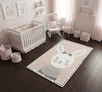 Cute pink Bunny Rug, Cute Pink Rabbit Nursery Decor