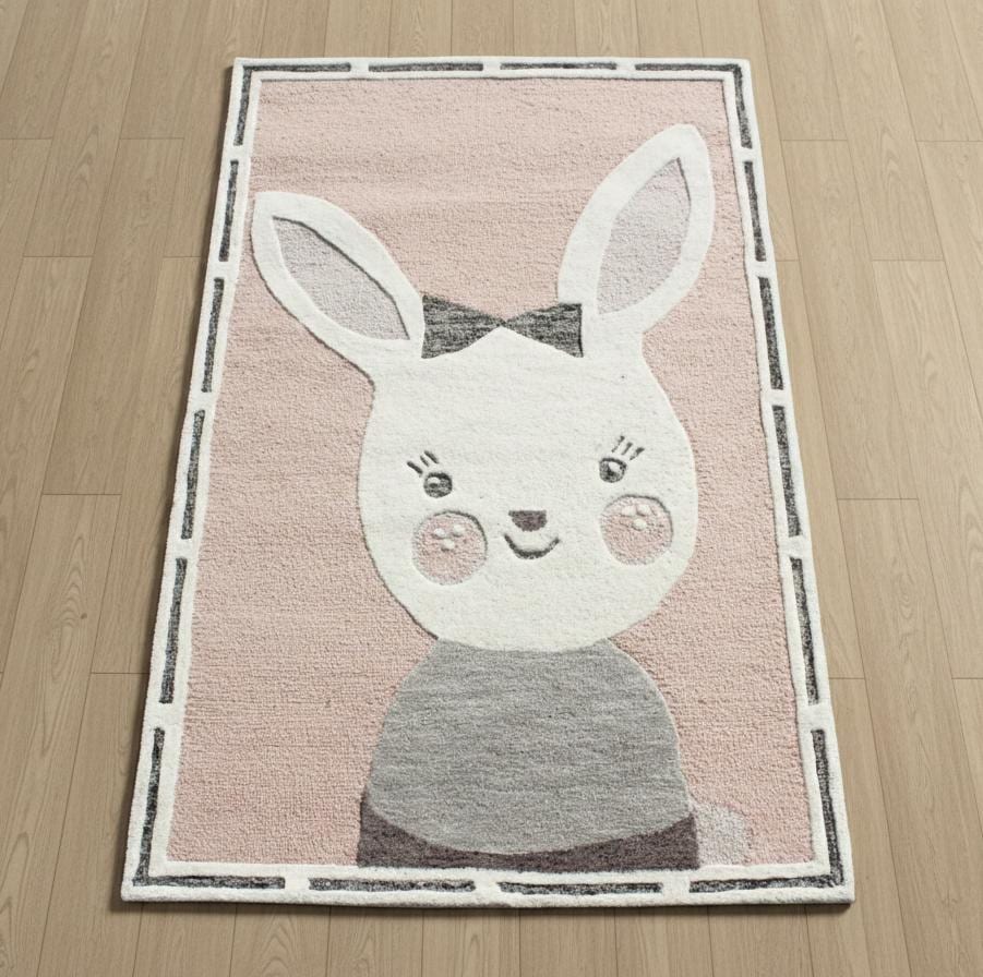 Cute pink Bunny Rug, Cute Pink Rabbit Nursery Decor