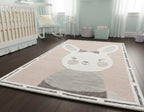 Cute pink Bunny Rug, Cute Pink Rabbit Nursery Decor