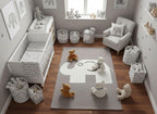 Elephant Hand Tufted Rug, Grey & White Nursery Area Rug, Cute Animal Kids Room Decor