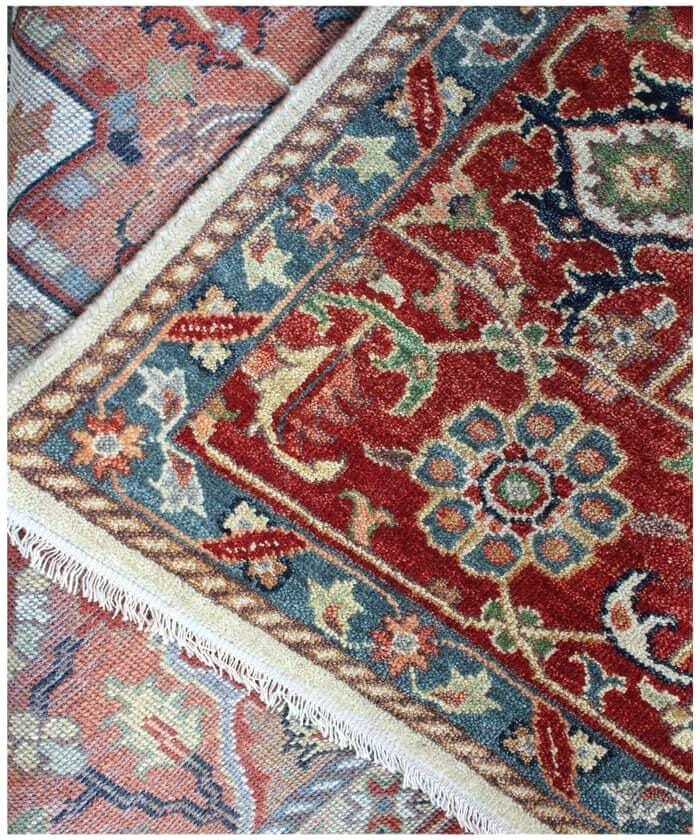 Hand knotted Heriz Serapi Wool Rug – Rust ivory Area Rug 6×9, 8×10, 10x14 ft – Persian Style Burgundy Serapi Rug for Living Room & Bedroom