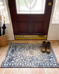 Hand-Knotted Wool Rug - 2x3 Distressed Purple Gold Medallion Oriental Rug with Pad