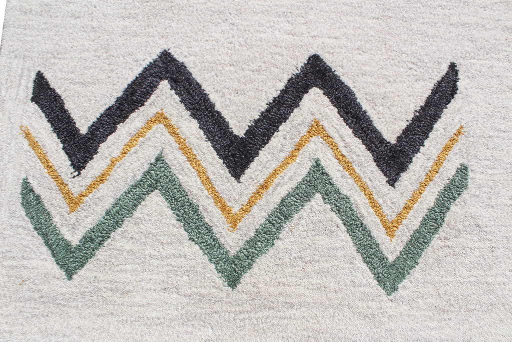 Colorful Geometric Shapes Wool Area Rug, Nursery Playroom Decor