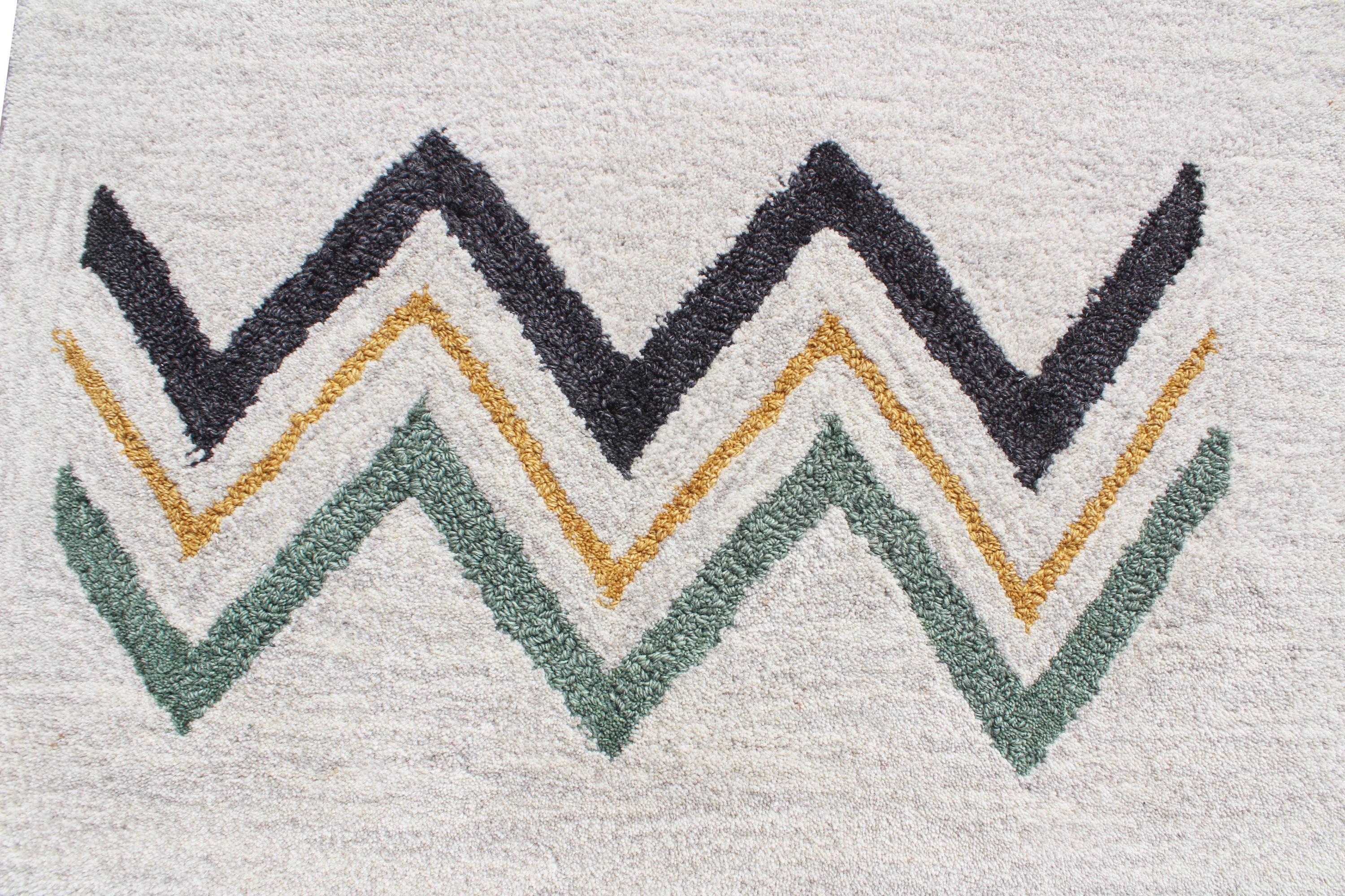 Colorful Geometric Shapes Wool Area Rug, Nursery Playroom Decor