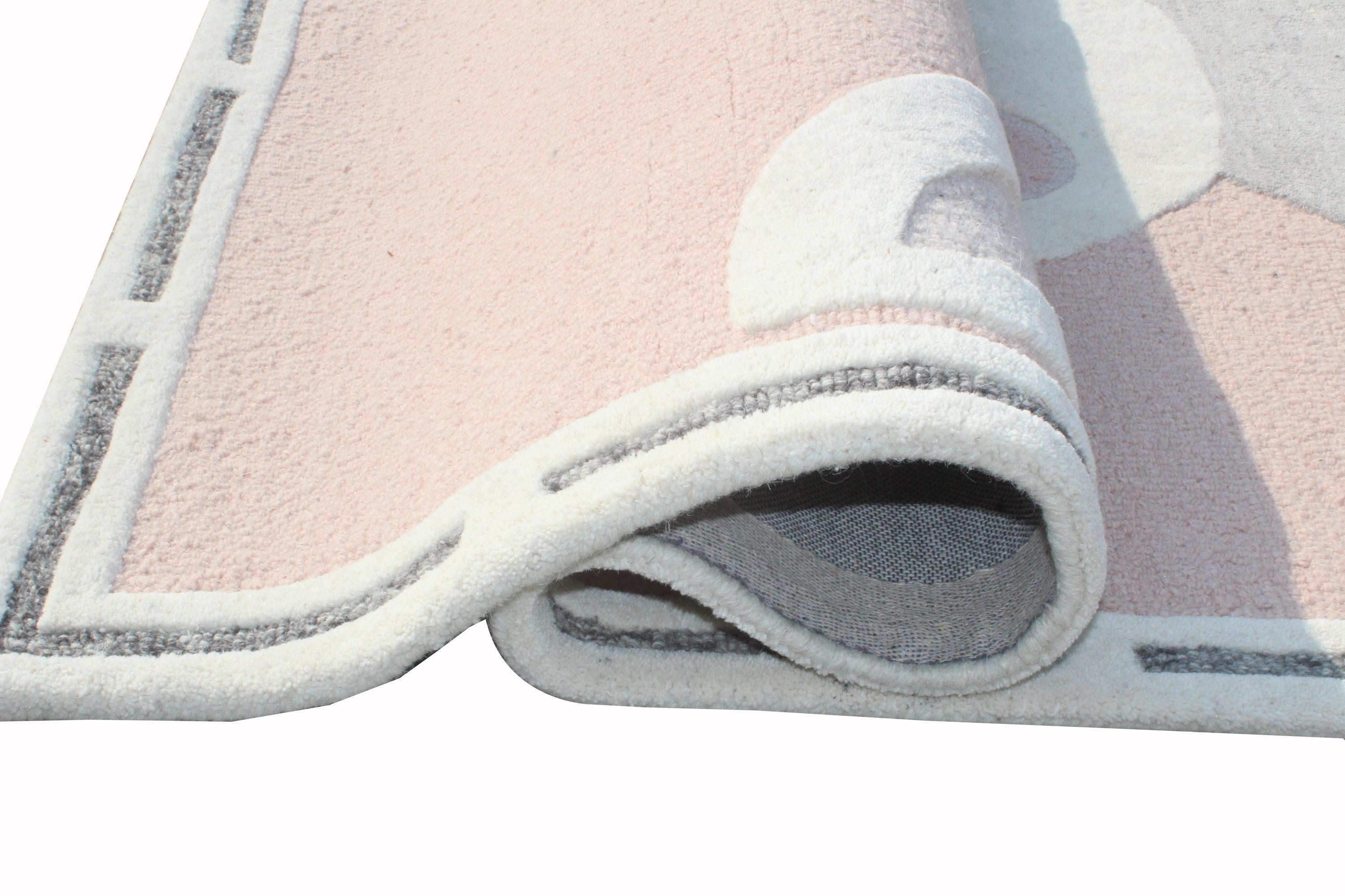 Cute pink Bunny Rug, Cute Pink Rabbit Nursery Decor