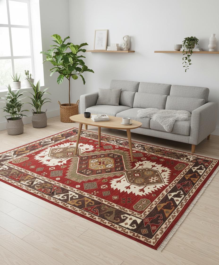 Rust Brown Hand Knotted Navajo Rug 5X8, 6X9,8X10, 9X12 & 10X14 handmade southwestern rug for living room, bedroom and dining room Quick ship