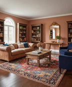 Hand Knotted Serapi Wool Rug, Rust Navy Heriz style Medallion Area Rug, Traditional Oriental Carpet for Living Room, Custom Sizes Available