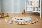 Hand Tufted Lion Nursery Rug - Cute Animal Area Rug for Toddler Room Decor