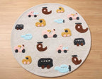 Round Hand-Tufted Kids Transportation Rug | Wool Nursery Decor