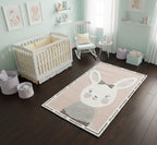 Cute pink Bunny Rug, Cute Pink Rabbit Nursery Decor
