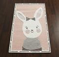 Cute pink Bunny Rug, Cute Pink Rabbit Nursery Decor