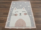 Hand-Tufted Cute Cat Nursery Decor, Soft Kids Bedroom Carpet, Animal Playroom Rug, Aesthetic Pastel Home Gift