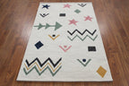 Colorful Geometric Shapes Wool Area Rug, Nursery Playroom Decor