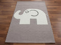 Elephant Hand Tufted Rug, Grey & White Nursery Area Rug, Cute Animal Kids Room Decor