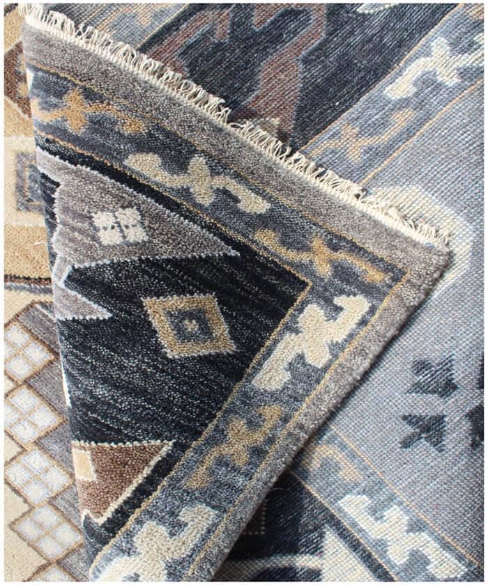Hand Knotted Navajo Rug- Grey Black Southwestern Wool Area Rug- Modern Tribal Kilim - Custom Size Large Rug- Rustic Earthy Living Room Decor