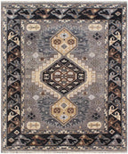 Hand Knotted Navajo Rug- Grey Black Southwestern Wool Area Rug- Modern Tribal Kilim - Custom Size Large Rug- Rustic Earthy Living Room Decor