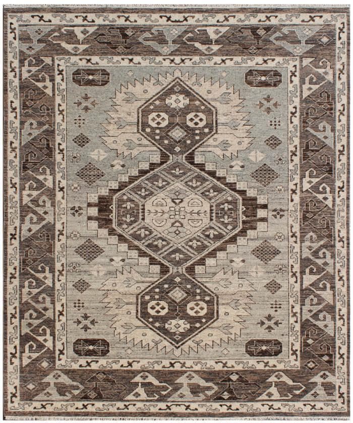 Hand Knotted Navajo Rug Custom Size, Brown Grey Southwestern Area Rug for Living Room, Traditional Tribal Wool Rug, Modern Farmhouse Decor