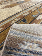 Hand-Knotted Beige & Indigo Wool handmade Area Rug, Southwestern/Navajo Design