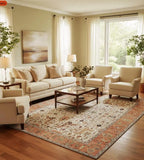 9x12 Ivory Hand Knotted Serapi Heriz Wool Rug - Large Antique Style Terracotta Area Rug