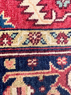 Hand Knotted Serapi Wool Rug, Rust Navy Heriz style Medallion Area Rug, Traditional Oriental Carpet for Living Room, Custom Sizes Available