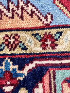 Hand Knotted Serapi Wool Rug, Rust Navy Heriz style Medallion Area Rug, Traditional Oriental Carpet for Living Room, Custom Sizes Available