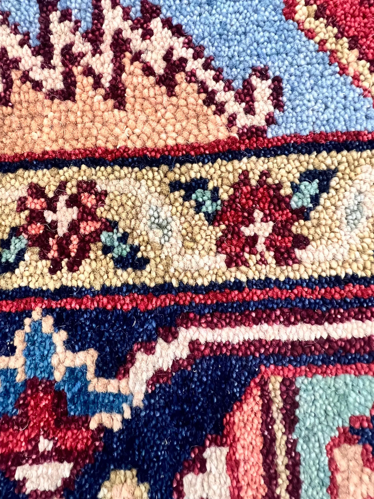 Hand Knotted Serapi Wool Rug, Rust Navy Heriz style Medallion Area Rug, Traditional Oriental Carpet for Living Room, Custom Sizes Available
