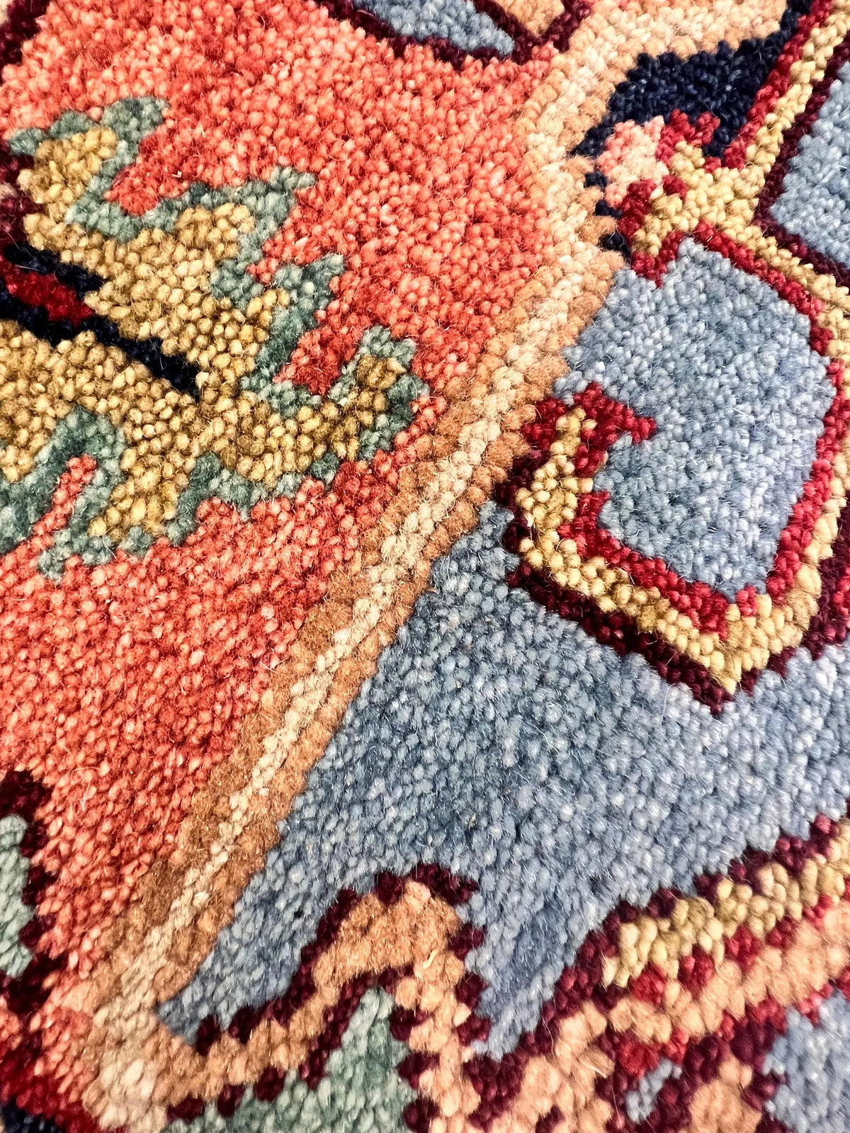 Hand Knotted Serapi Wool Rug, Rust Navy Heriz style Medallion Area Rug, Traditional Oriental Carpet for Living Room, Custom Sizes Available