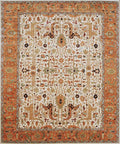 9x12 Ivory Hand Knotted Serapi Heriz Wool Rug - Large Antique Style Terracotta Area Rug