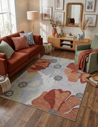 Botanical Bloom Hand-Tufted Floral Area Rug - Terracotta, Sage & Slate