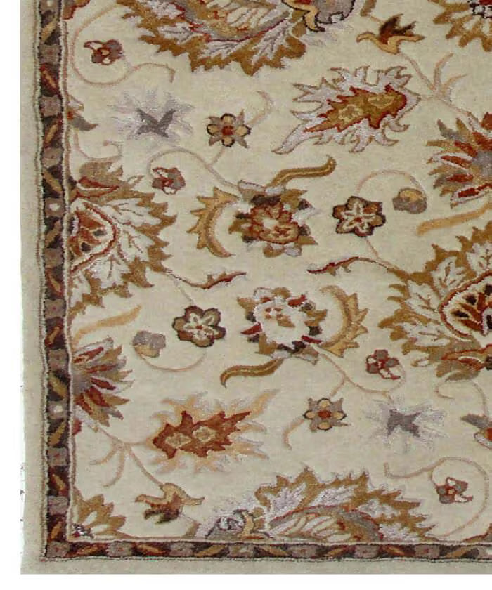 5x8 ft Elegant Traditional Hand-Tufted Wool & Silk Rug | Cream & Terracotta