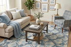 Coastal Gingham Hand-Tufted Rug | Blue & Cream High Low Textured Plaid Area Rug