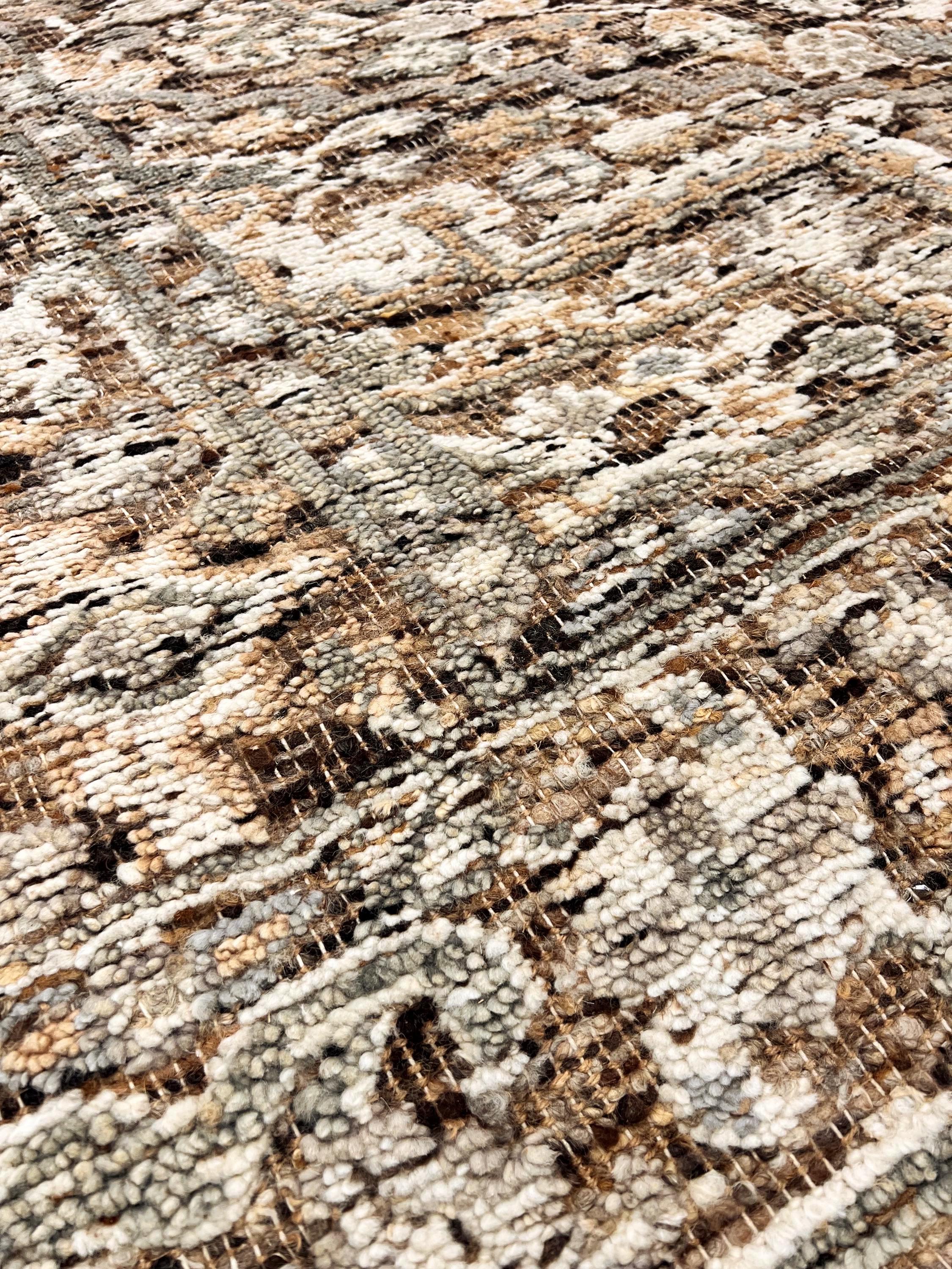8x10 Hand-Knotted Textured High-Low medallion Style Wool & Jute Rug