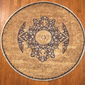 10 ft Round Premium Wool & Silk Black Gold Large Medallion Oriental Carpet for High-End Living Room