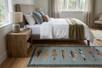 Hand-Knotted Wool Koi Fish Runner – Sage Blue Artisan Fish Rug – Custom Sizes Available