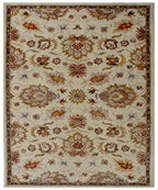 5x8 ft Elegant Traditional Hand-Tufted Wool & Silk Rug | Cream & Terracotta