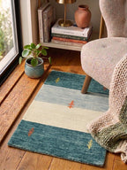 Quick ship! 2x3 ft Aqua green Ocean Rug -Authentic Hand-Knotted Wool Gabbeh Accent Rugs, Simi Rugs, Bedside rug, Door mat, Bath mat