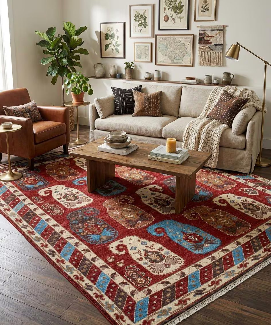 8x10 ft Hand Knotted Traditional Native American Area Rug