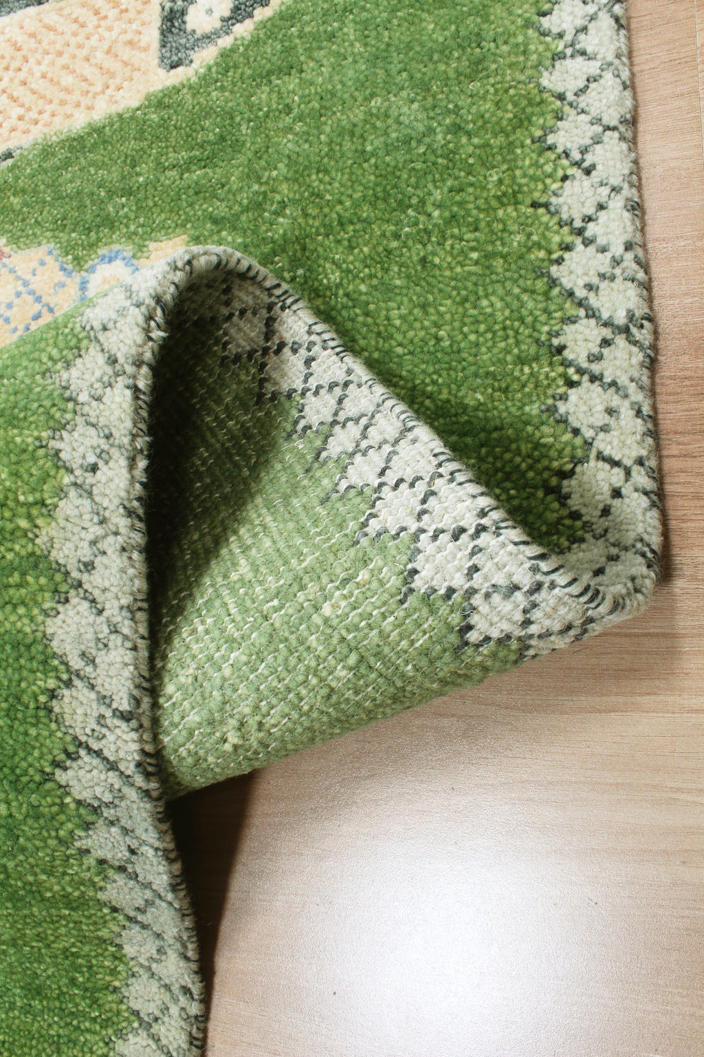 Hand-Knotted Wool Koi Fish Runner – Moss Green Artisan Fish Rug – Custom Sizes Available