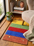Quick ship! 2x3 ft Colorful Rainbow multicolor rug  -Authentic Hand-Knotted Wool Gabbeh Accent Rugs, Simi Rugs, Bedside rug, door & bath mat
