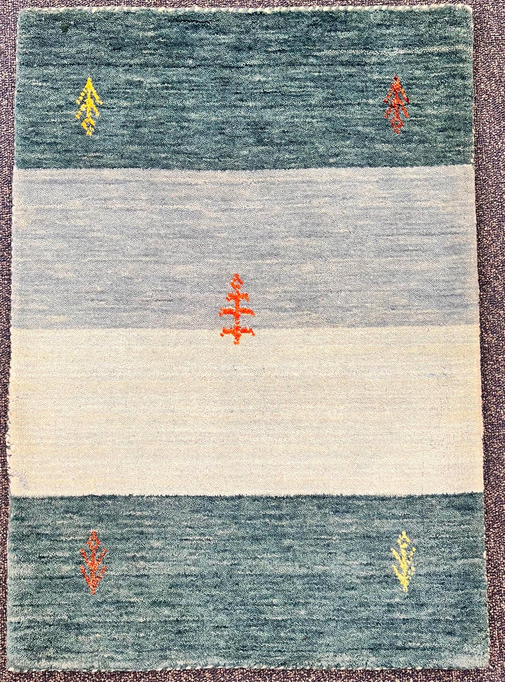 Quick ship! 2x3 ft Aqua green Ocean Rug -Authentic Hand-Knotted Wool Gabbeh Accent Rugs, Simi Rugs, Bedside rug, Door mat, Bath mat