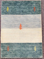 Quick ship! 2x3 ft Aqua green Ocean Rug -Authentic Hand-Knotted Wool Gabbeh Accent Rugs, Simi Rugs, Bedside rug, Door mat, Bath mat