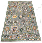 Hand Knotted Oushak Rug Grey Turkish Wool Area Rug