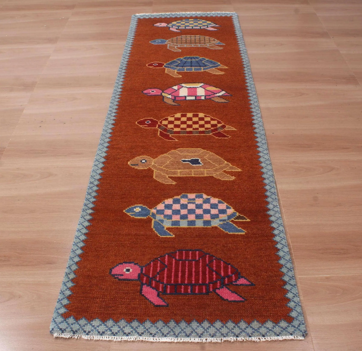 Hand-Knotted Wool Brown Turtle Runner Rug | Custom Size Hallway & Entryway Runner | Artisan Crafted (Copy)