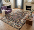 8x10 Hand-Knotted Wool Rug: Modern Traditional Medallion in Charcoal & Plum
